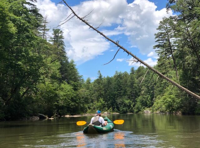 man enjoys the float on the Chattooga River in Long Creek South Carolina